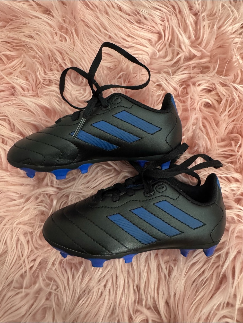 adidas Kids Black and Blue Soccer Cleats